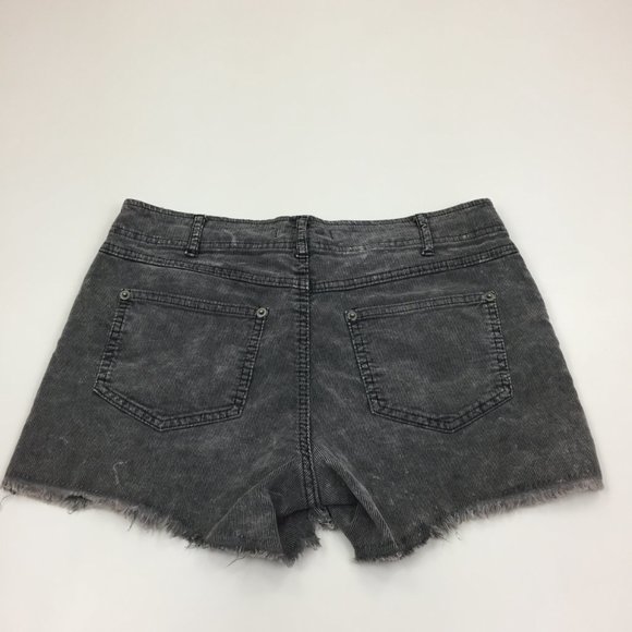 FREE PEOPLE Dark Gray/Black Raw Edge Hem Logo Hardware Corduroy Shorts - Picture 8 of 9